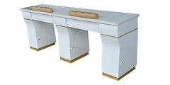 Kelly Double Table thick marble - White / Gold