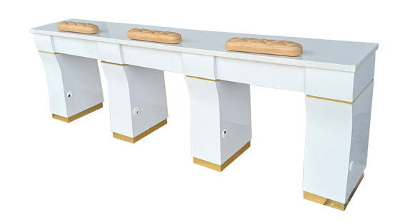 Kelly Triple Table Thick Marble - White / Gold