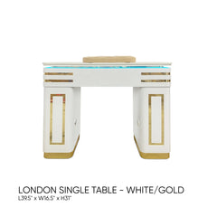 London Single Table - White/Gold