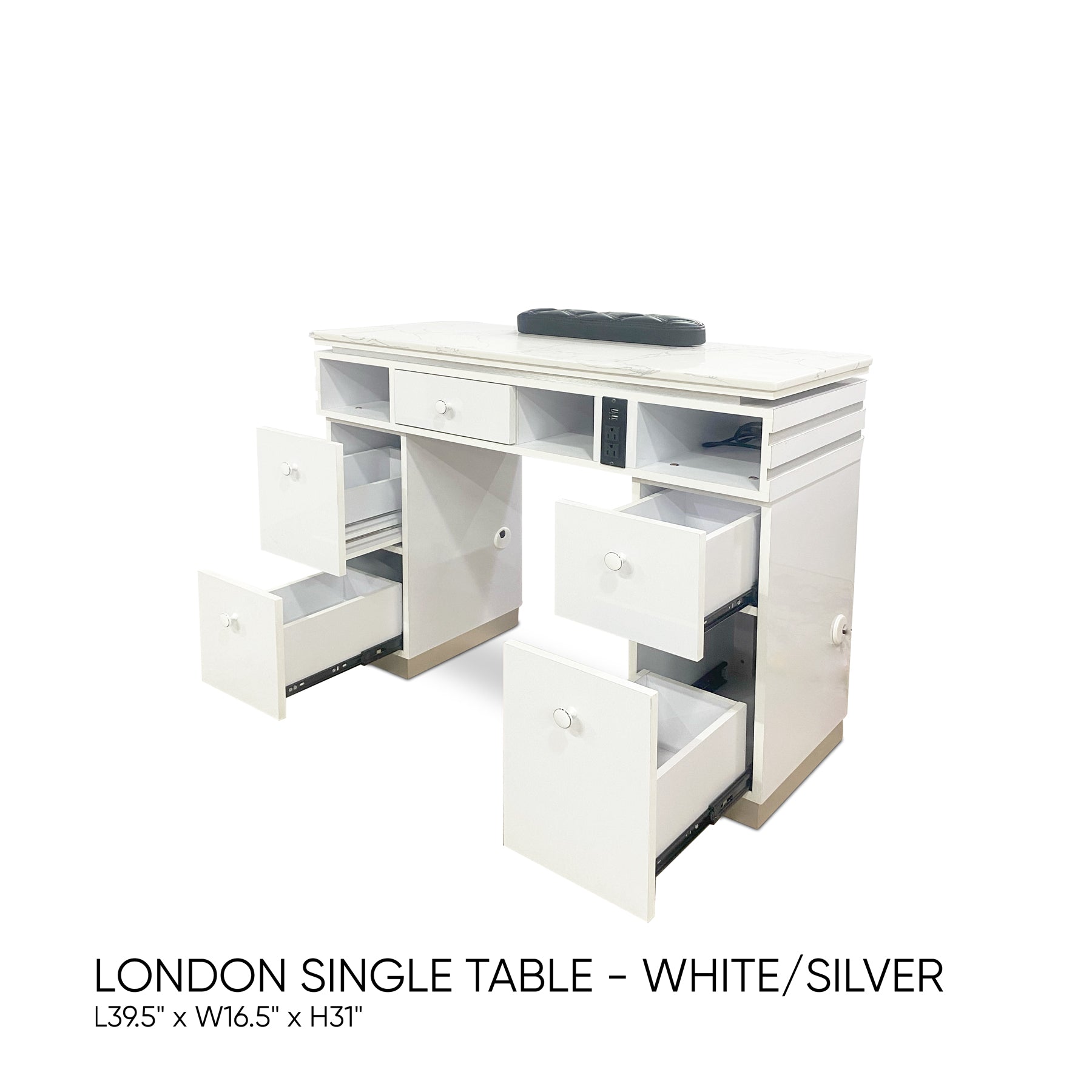 London Single Table - White/Silver