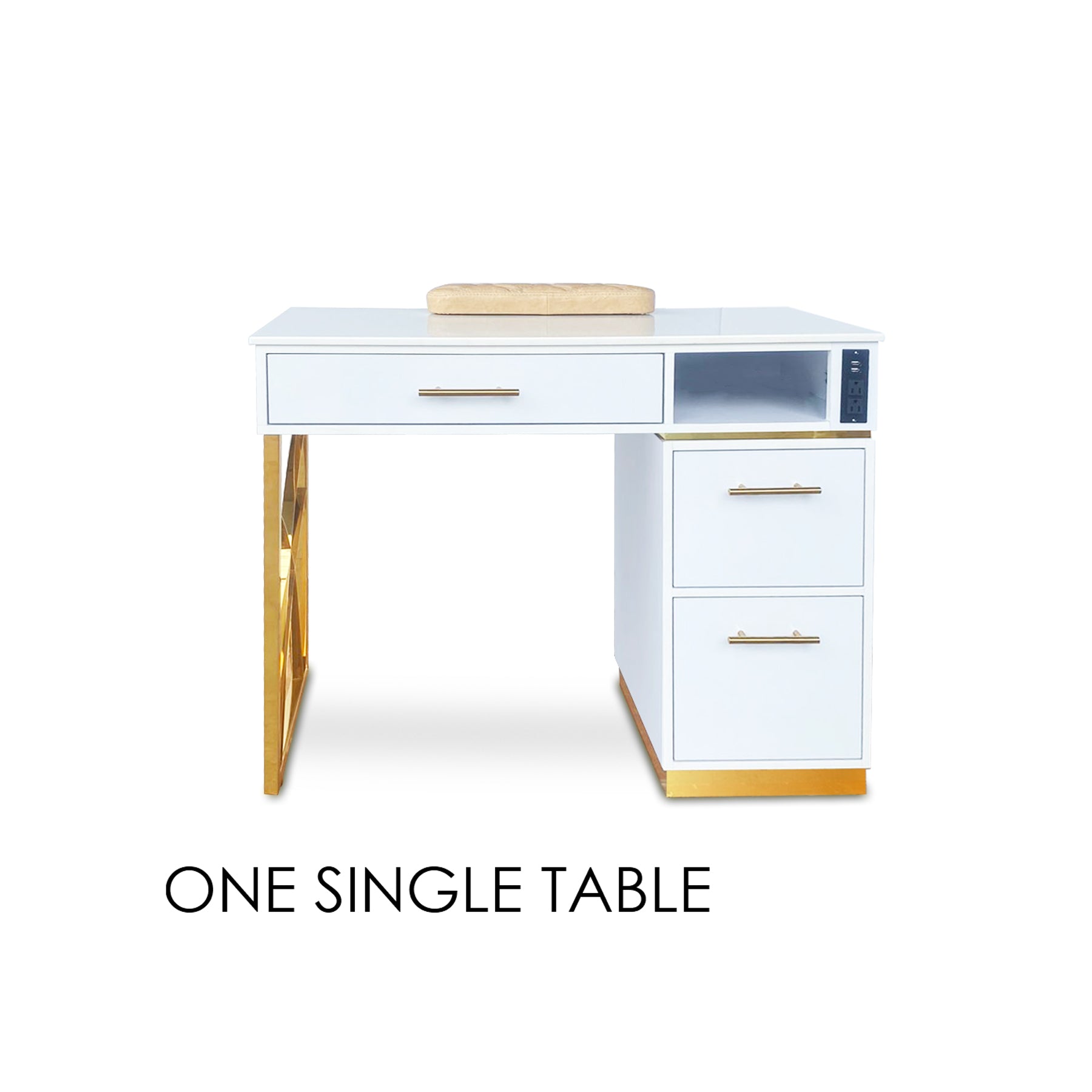 One Single Table - White/Gold