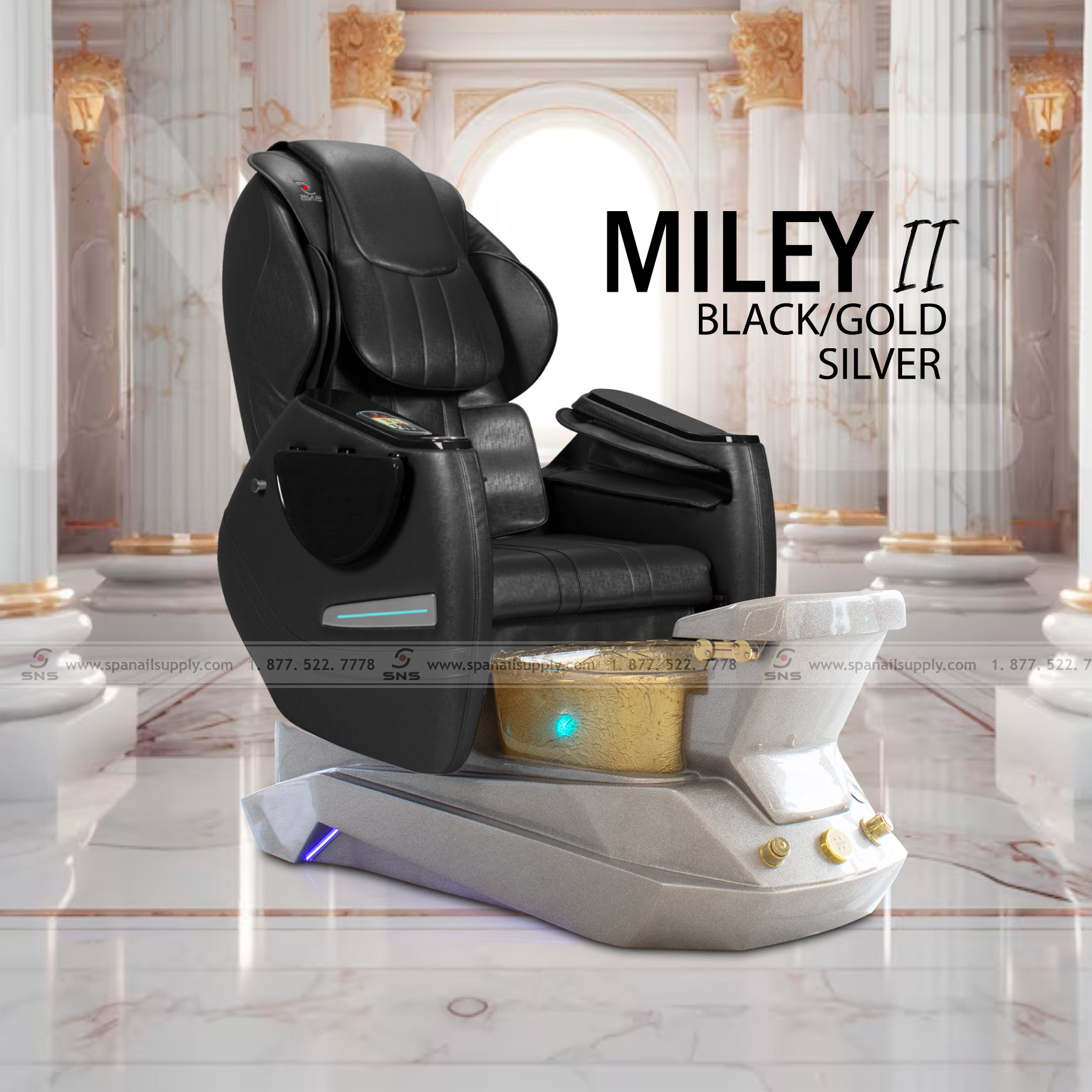 Premium - Miley II Pedicure Chairs Black/Gold