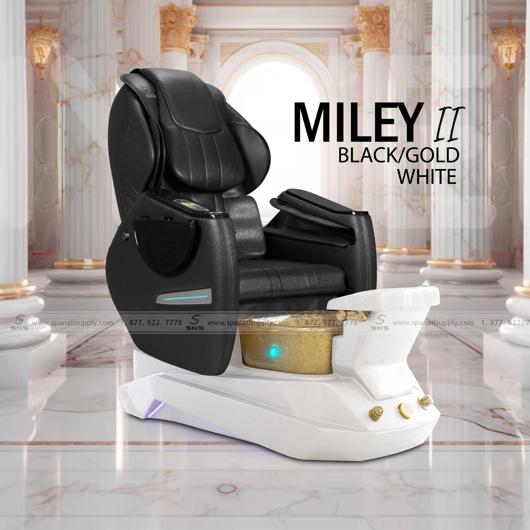 Premium - Miley II Pedicure Chairs Black/Gold