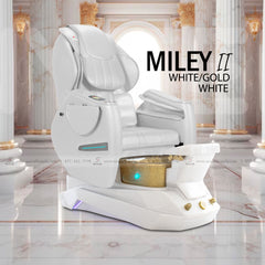 Premium - Miley II Pedicure Chairs White/Gold