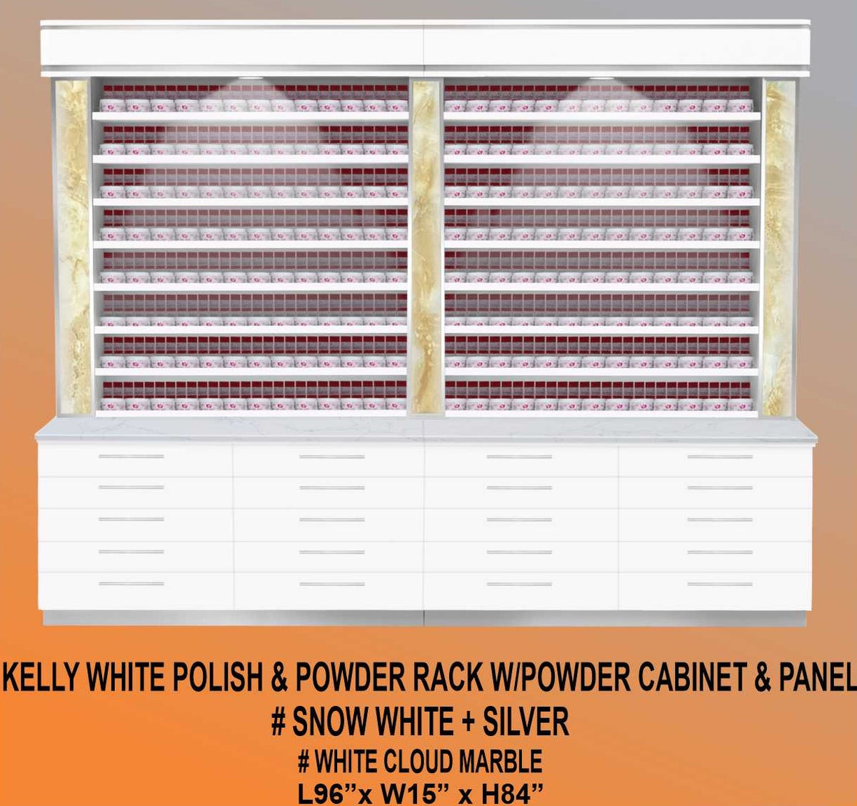 Polish & Powder Cabinet Panel White Cabinet 96 - JT