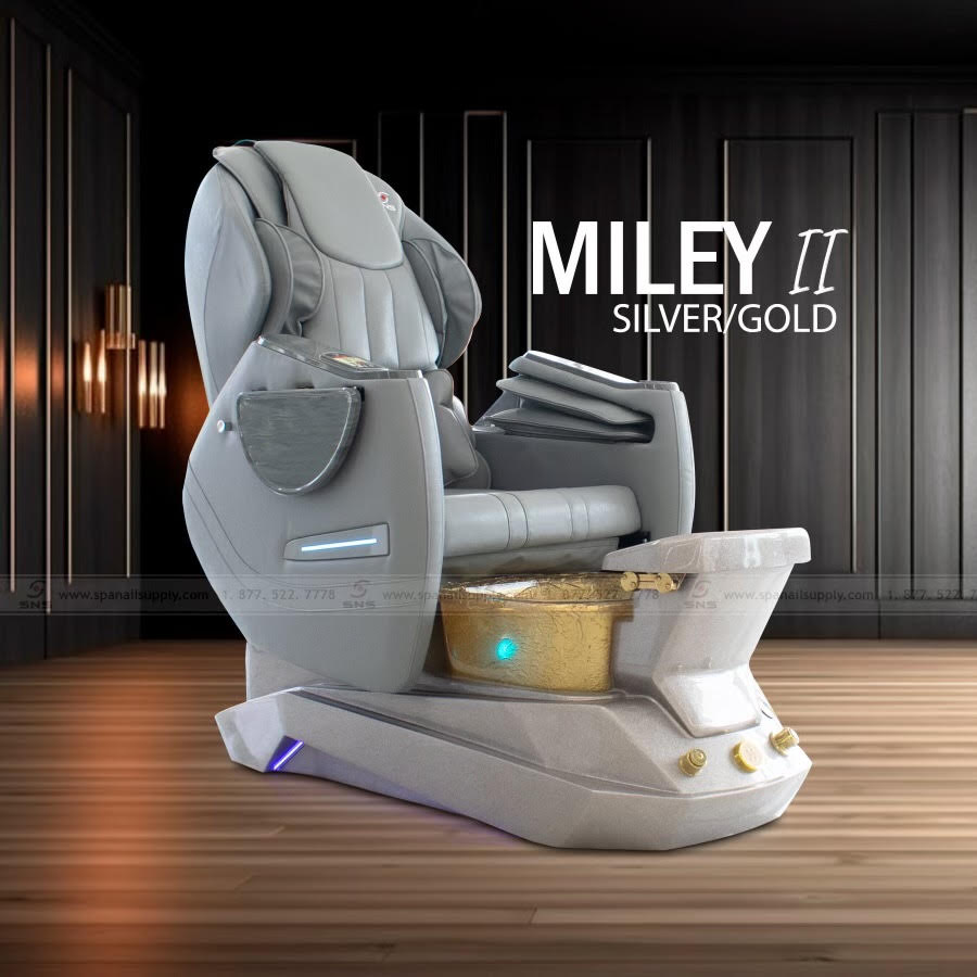 Premium - Miley II Pedicure Chairs Silver/Gold