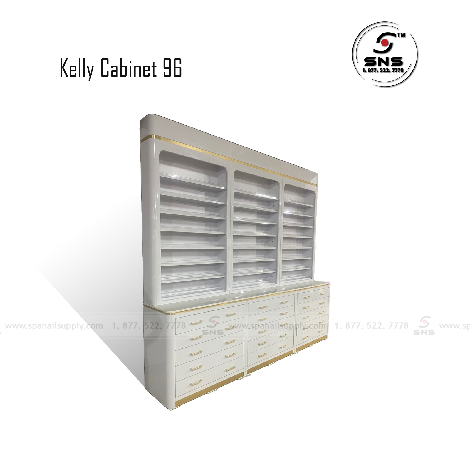 Kelly Cabinet 96 - White/Gold -TT