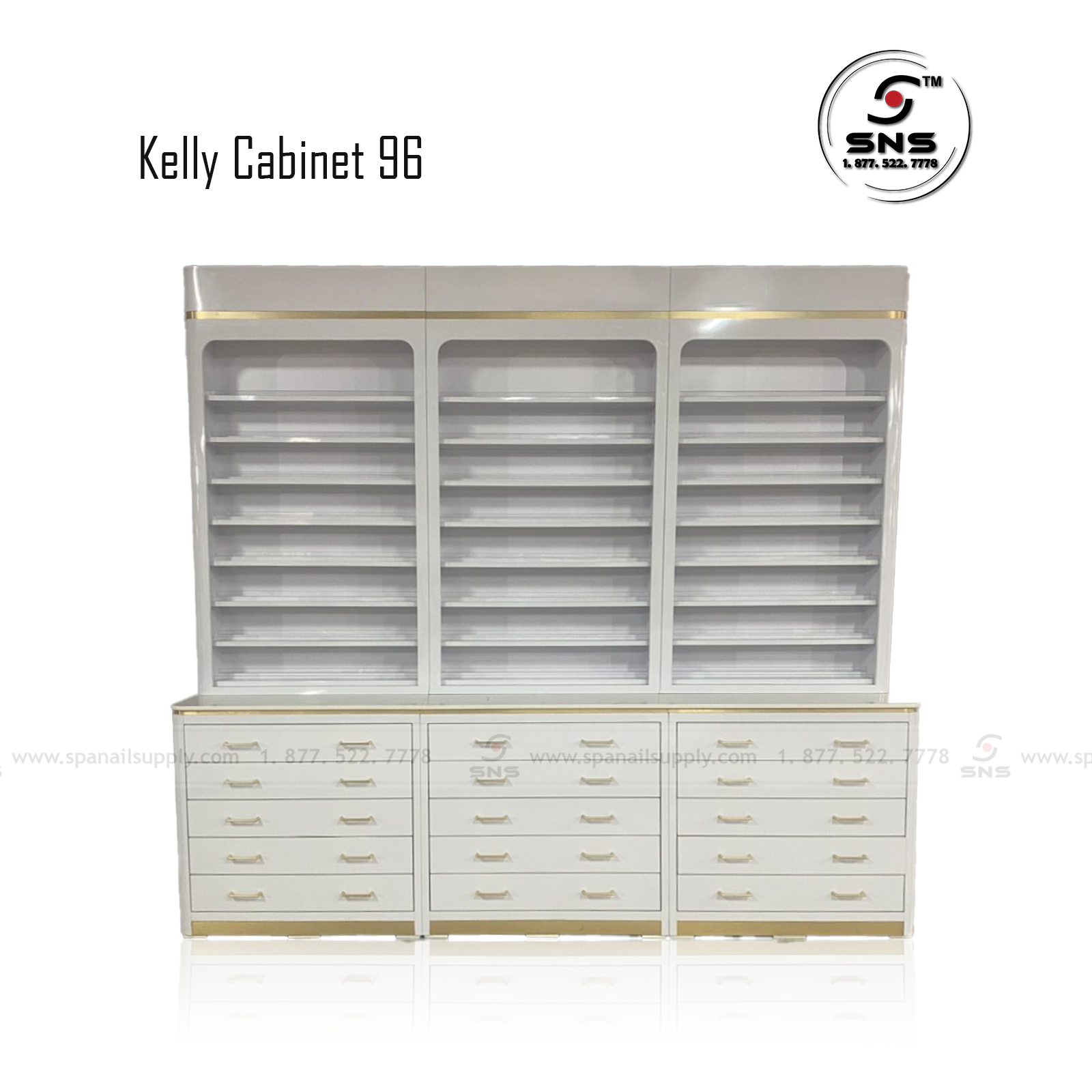 Kelly Cabinet 96 - White/Gold -TT