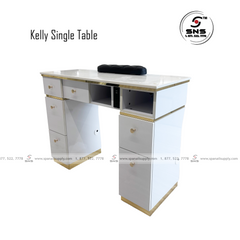 Kelly Single Table - White/Gold