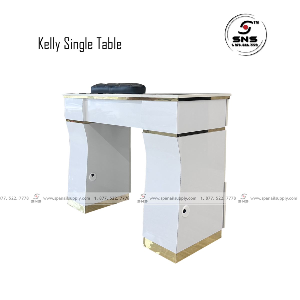 Kelly Single Table - White/Gold