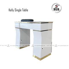 Kelly Single Table - White/Gold