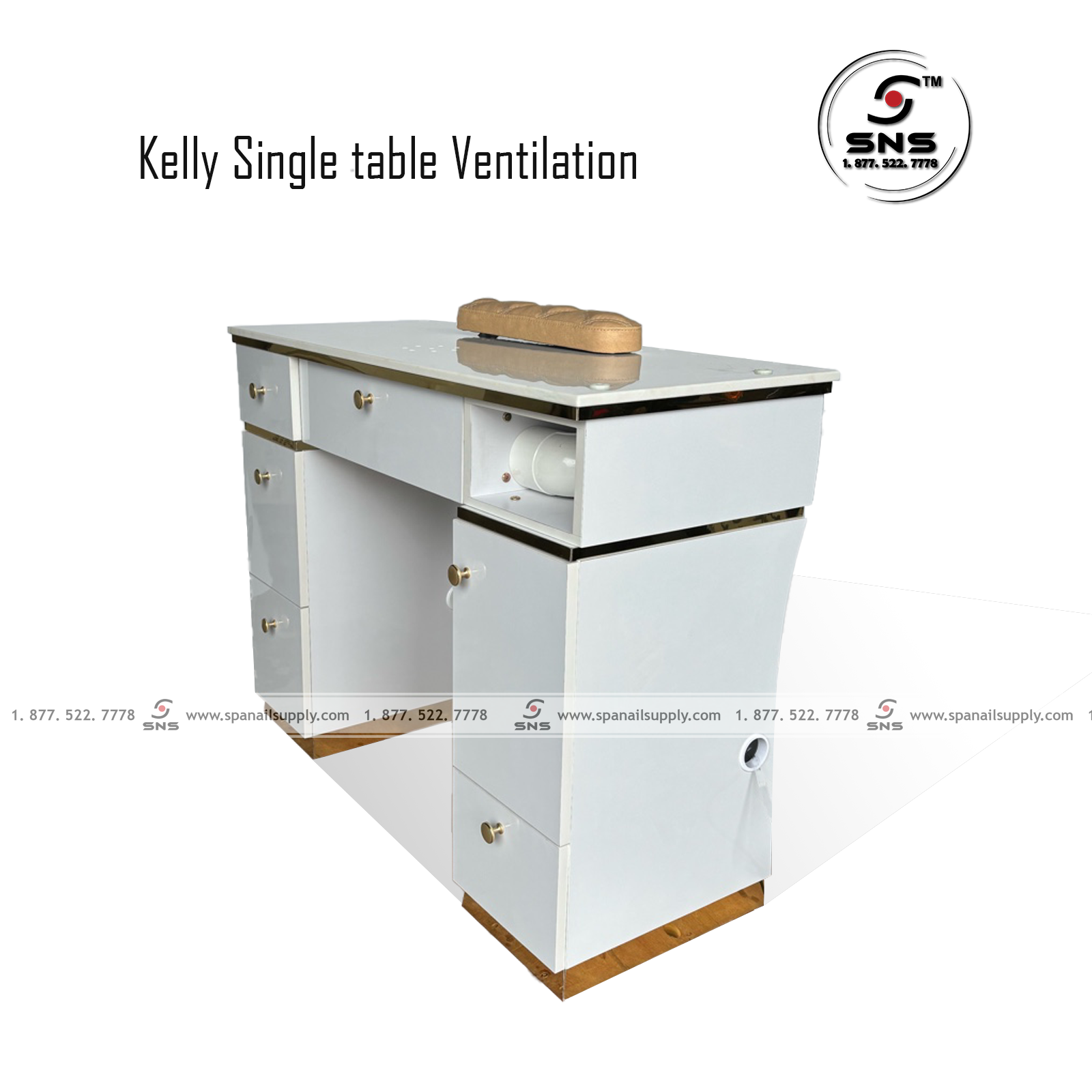 Kelly Single Table - White/Gold (Ventilation)