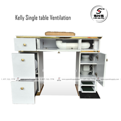 Kelly Single Table - White/Gold (Ventilation)