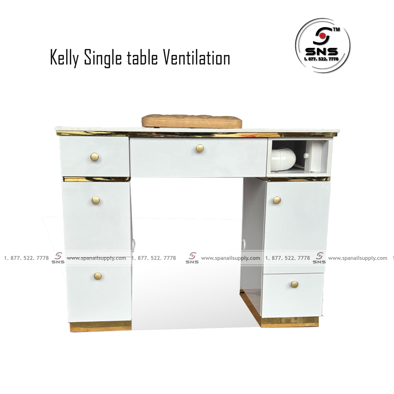 Kelly Single Table - White/Gold (Ventilation)