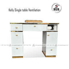 Kelly Single Table - White/Gold (Ventilation)