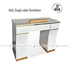 Kelly Single Table - White/Gold (Ventilation)